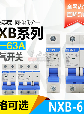 正泰昆仑NXB-63 1P2P3P4P家用空气开关DZ47小型断路器家用空调63A