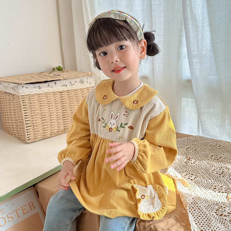 公主罩衣宝宝罩衫女孩外穿儿童灯芯绒围兜防水脏吃饭围裙秋冬洋气,童装/婴儿装/亲子装,反穿衣/罩衣,淘宝优惠券,粉丝福利购,淘宝优惠卷