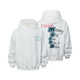 MARMORRIS原创撞色图案白色连帽宽松印花卫衣美式情侣基础帽衫男