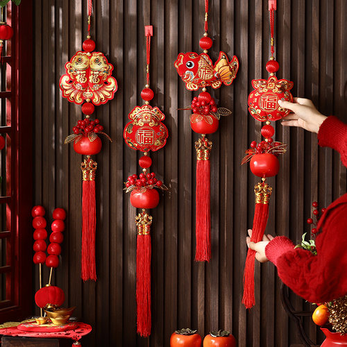 2025蛇年过年福字挂饰柿子串新年喜庆装饰客厅门挂背景墙春节挂件