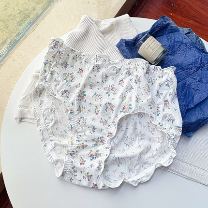 大码纯棉内裤高腰女200斤胖mm日系碎花纯欲夏季舒适少女三角裤