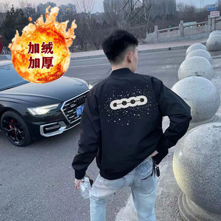 【彩钻】秋冬爆款GOOD烫钻加绒夹克外套男情侣棒球服轻奢潮牌上衣