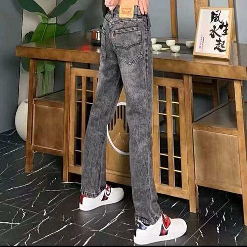 复古高街517大理石纹男牛仔裤男