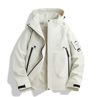 米白色软壳三合一冲锋衣外套男女秋冬户外抗寒三防机能登山服夹克