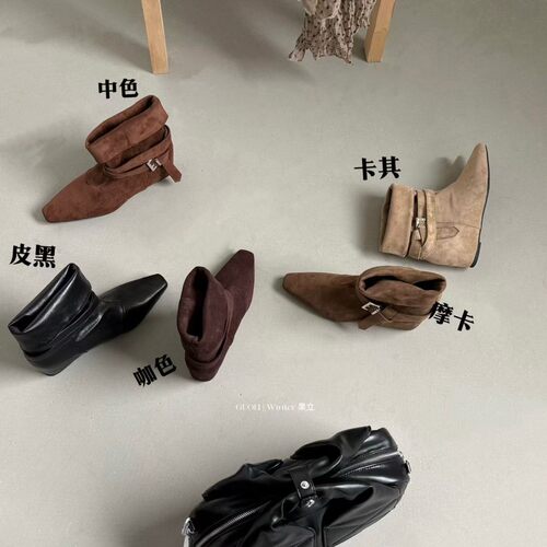 GuoLi韩版复古风方头粗