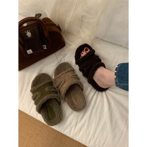 MUMIXI毛毛拖鞋女外穿20