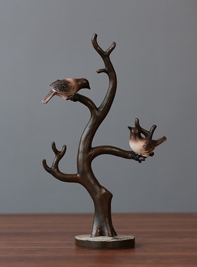 北欧简约小鸟首饰架钥匙收纳摆件