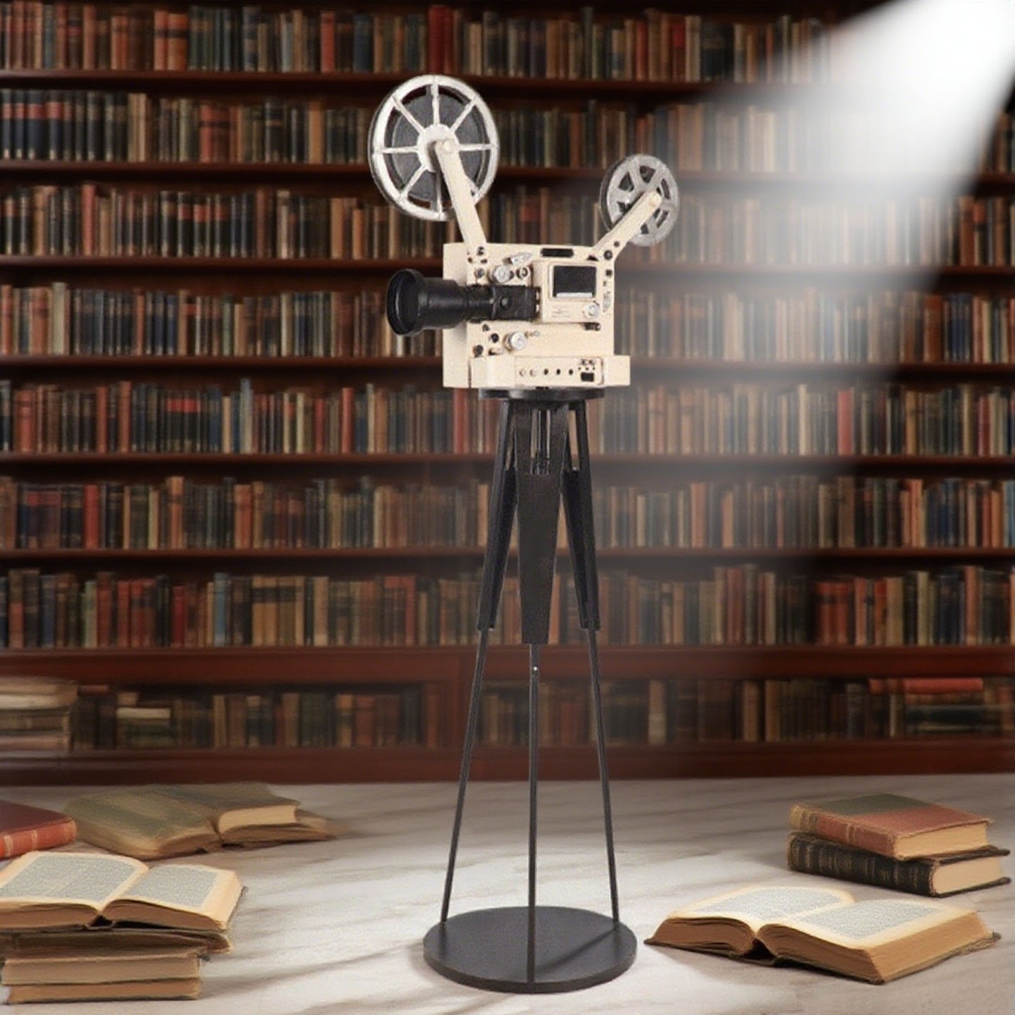 老式电影放映机模型摆件复古怀旧大型三脚架胶片放影机古董电影机
