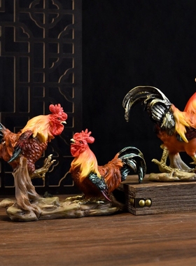 新中式公鸡雕塑客厅摆件庭院布置