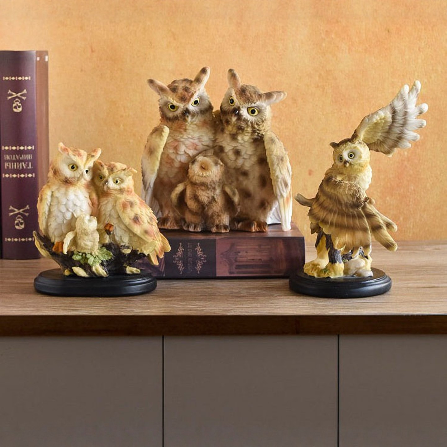 欧式复古可爱猫头鹰客厅装饰摆件雕塑高档电视柜酒柜玄关工艺品