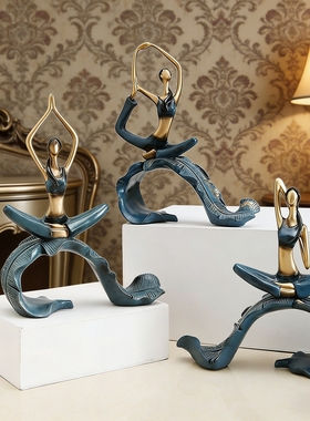 北欧简约禅意少女瑜伽体式摆件