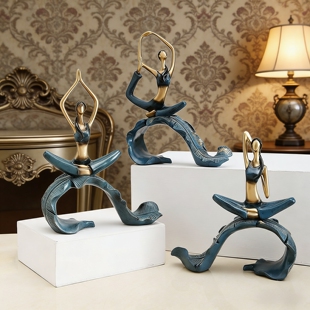 北欧简约禅意少女瑜伽体式摆件高级感客厅创意瑜伽馆装饰艺术摆设