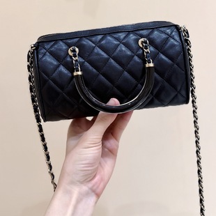 闭眼入 新款25c羊皮mini波士顿鱼子酱张师傅单肩斜挎手提包