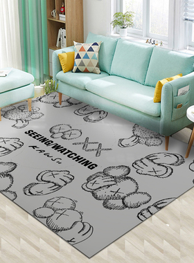 灰色耐脏 北欧简约地毯客厅沙发茶几毯 kaws潮牌家用卧室床边毯