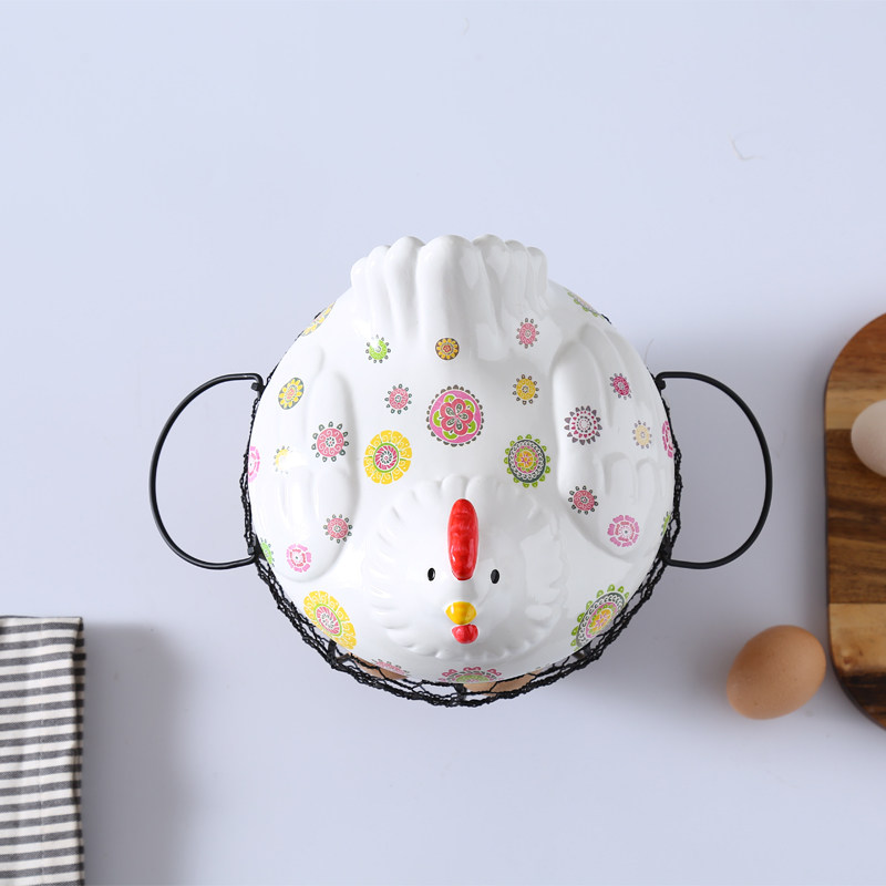 鸡蛋水果收纳篮子厨房摆件餐馆装饰储物篮个性创意陶瓷母鸡铁艺在类目 餐饮具, 餐具, 果盆/果盘/果篮中 - 来自Buy2taobao.com提供专业的淘宝代购服务