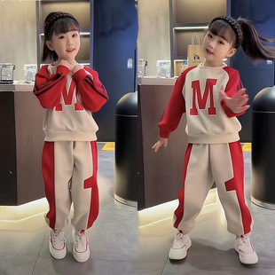 韩版 儿童洋气时髦秋装 2024新款 女童春秋卫衣套装 中大童女孩运动服