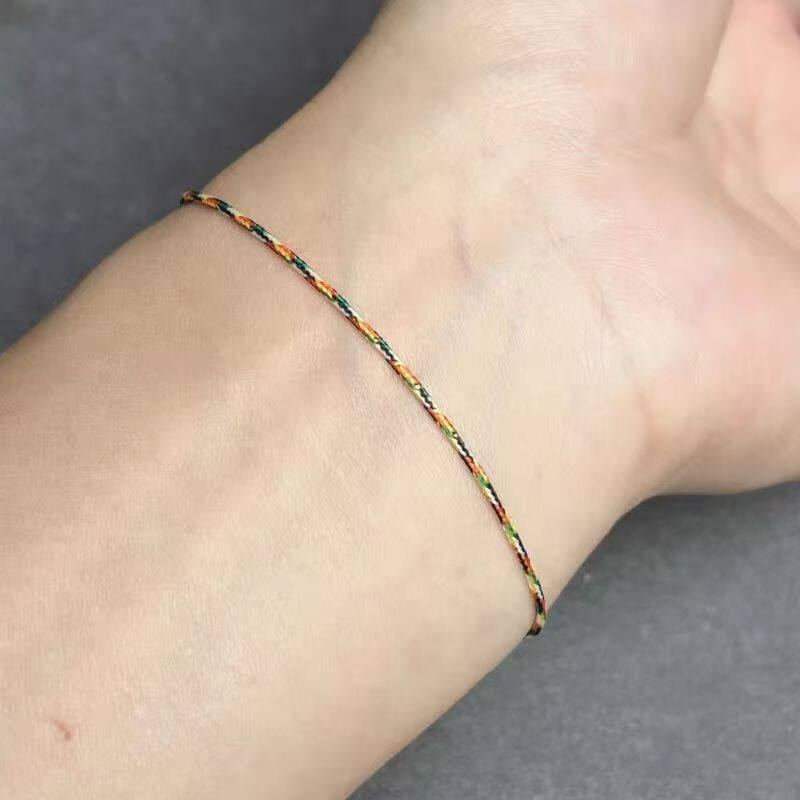 五彩绳吴青峰同款极细手绳可调节百搭纯手工编织女手绳脚绳不褪色