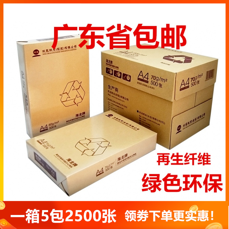 海龙a4复印纸70克80g 500张/包 5包/箱 a4纸打印白纸办公纸天章韵-封面