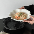创意ins风高级感荷叶边陶瓷盘意面盘深盘西餐盘水果沙拉碗酸奶碗