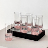 粉色山脉玻璃白酒杯套装 家用酒具一口杯轻奢高档二两小酒杯烈酒杯