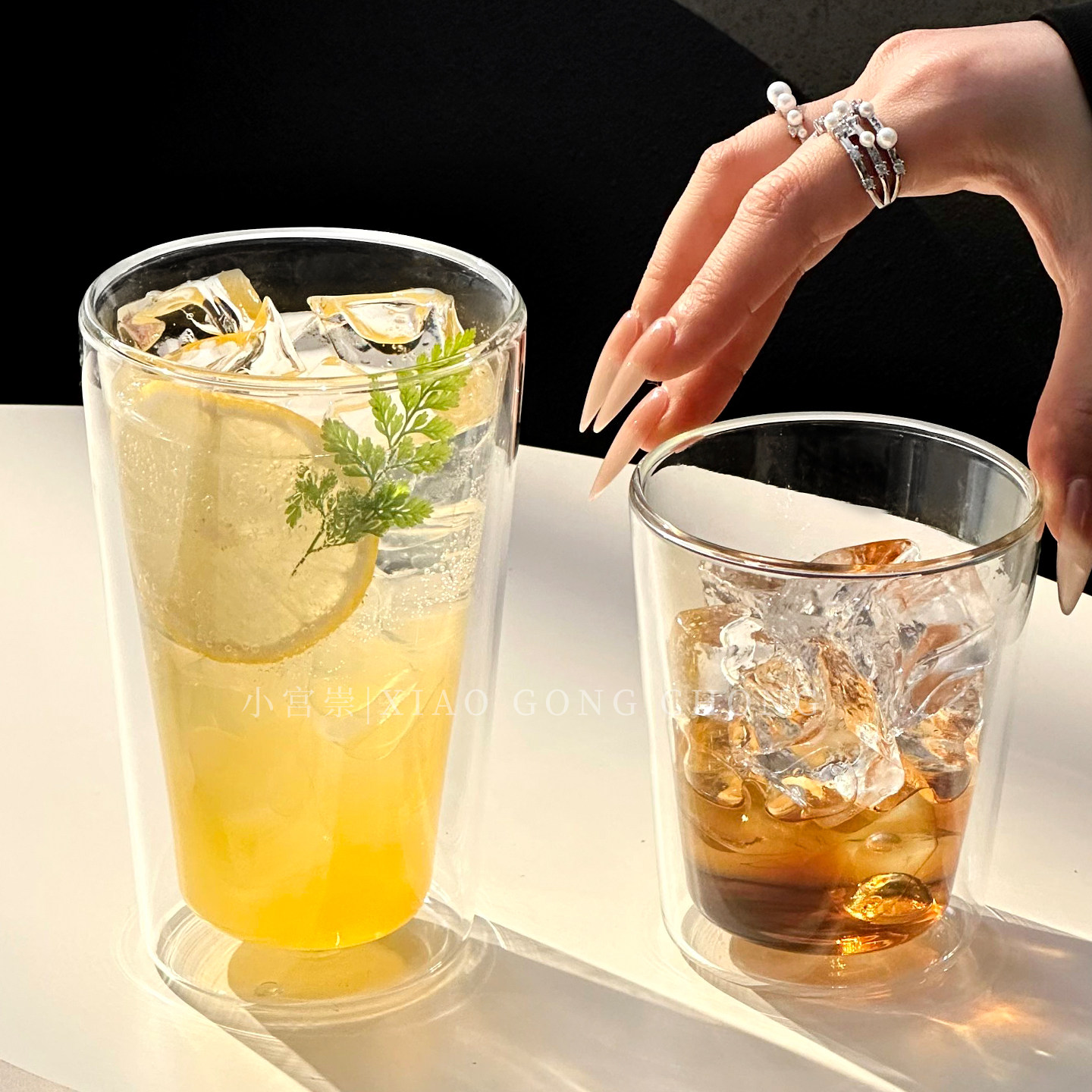 简约高颜值透明双层高硼硅玻璃杯