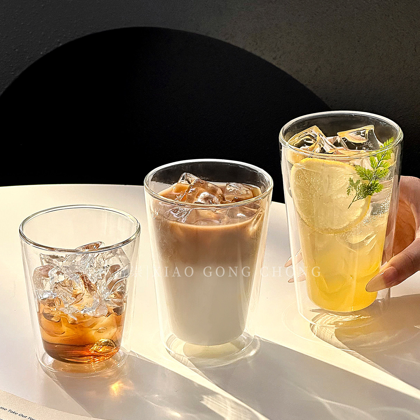 简约高颜值透明双层高硼硅玻璃杯