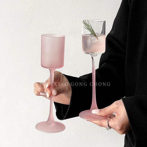 ins风法式高颜值磨砂粉香槟杯