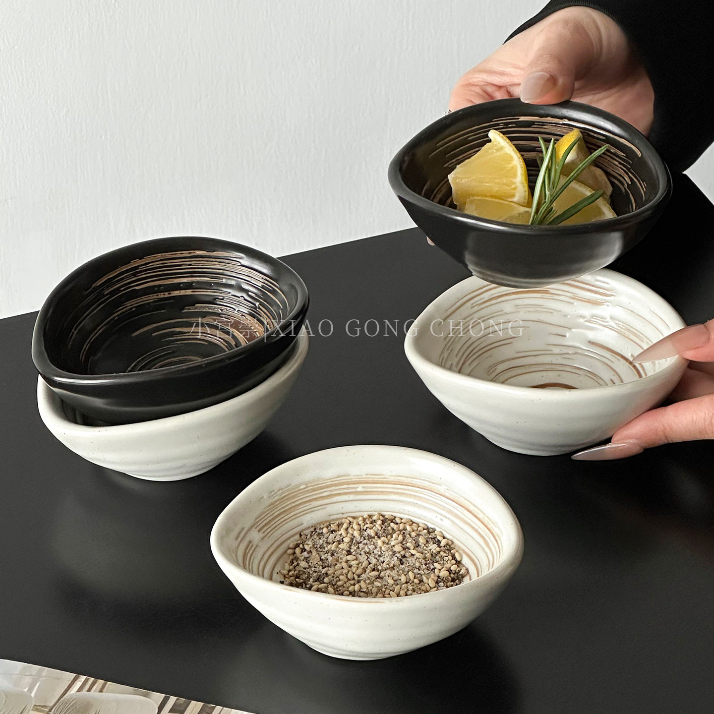 高级感家用不规则异形陶瓷蘸料碟