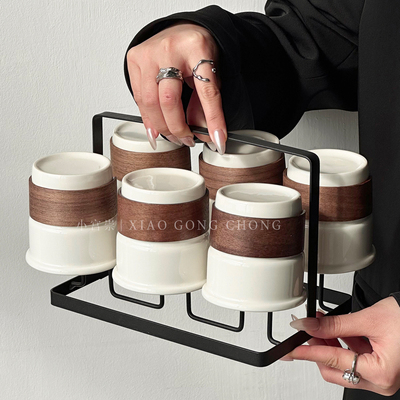 中式陶瓷杯子套装家用家庭杯具高级感客厅待客喝水杯耐热茶杯茶具