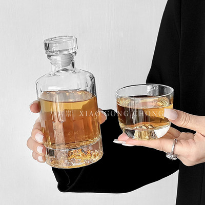 新中式观山茶室玻璃杯密封瓶酒杯