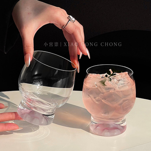 ins风粉色磨砂观山杯高颜值胖墩富士山杯小众咖啡杯果汁杯酒杯子