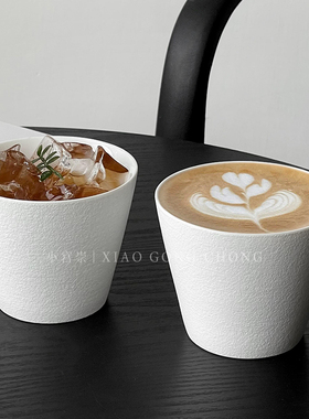 日式极简陶瓷咖啡杯手握杯猪口杯复古精致高级拉花杯主人杯澳白杯