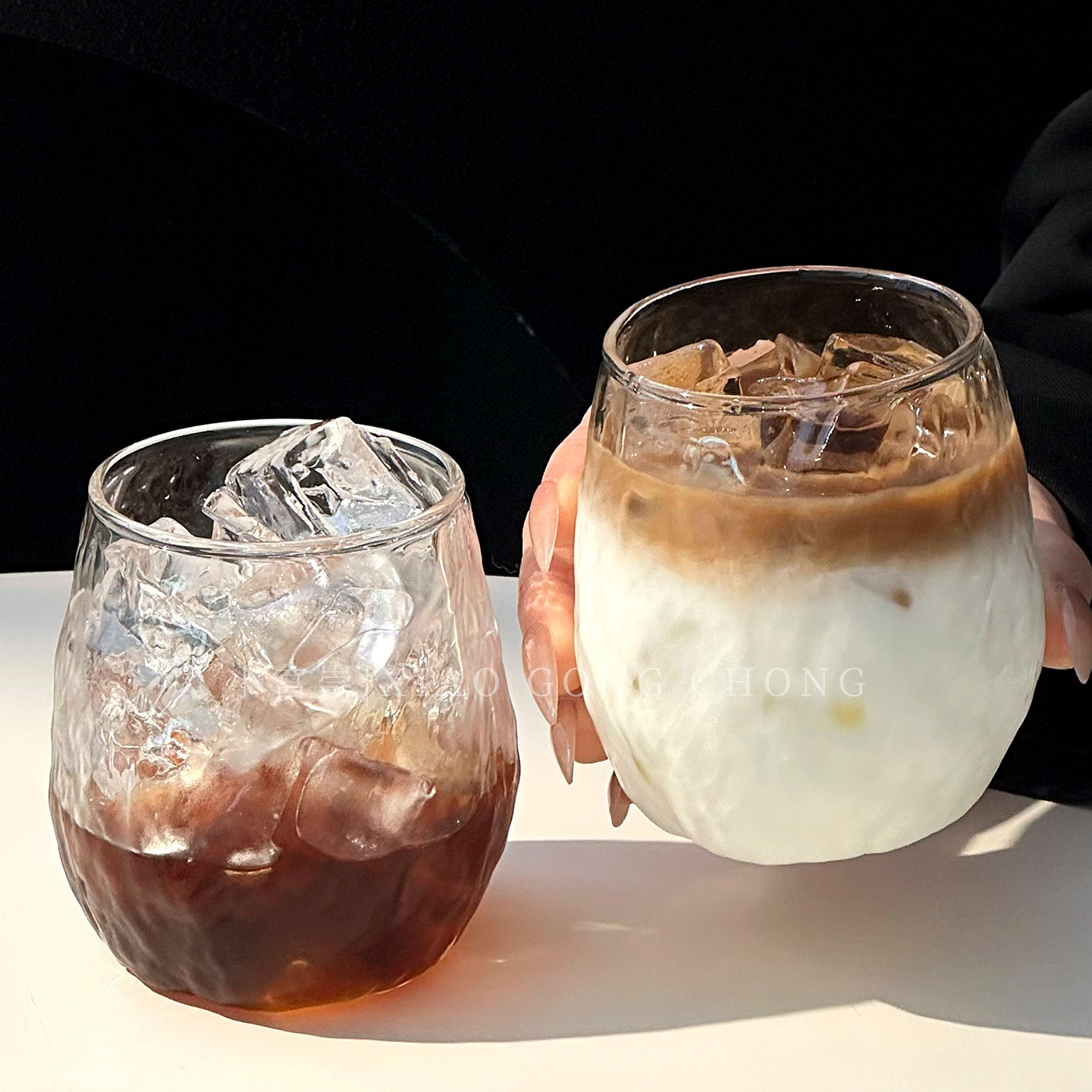 高级感高硼硅玻璃杯冰川咖啡杯子