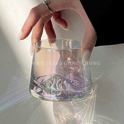 日式富士山杯家用玻璃威士忌酒杯