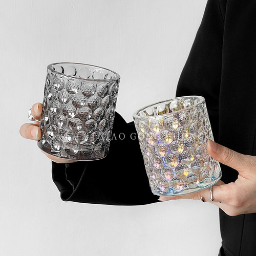 ins风复古圆点鱼目纹玻璃杯