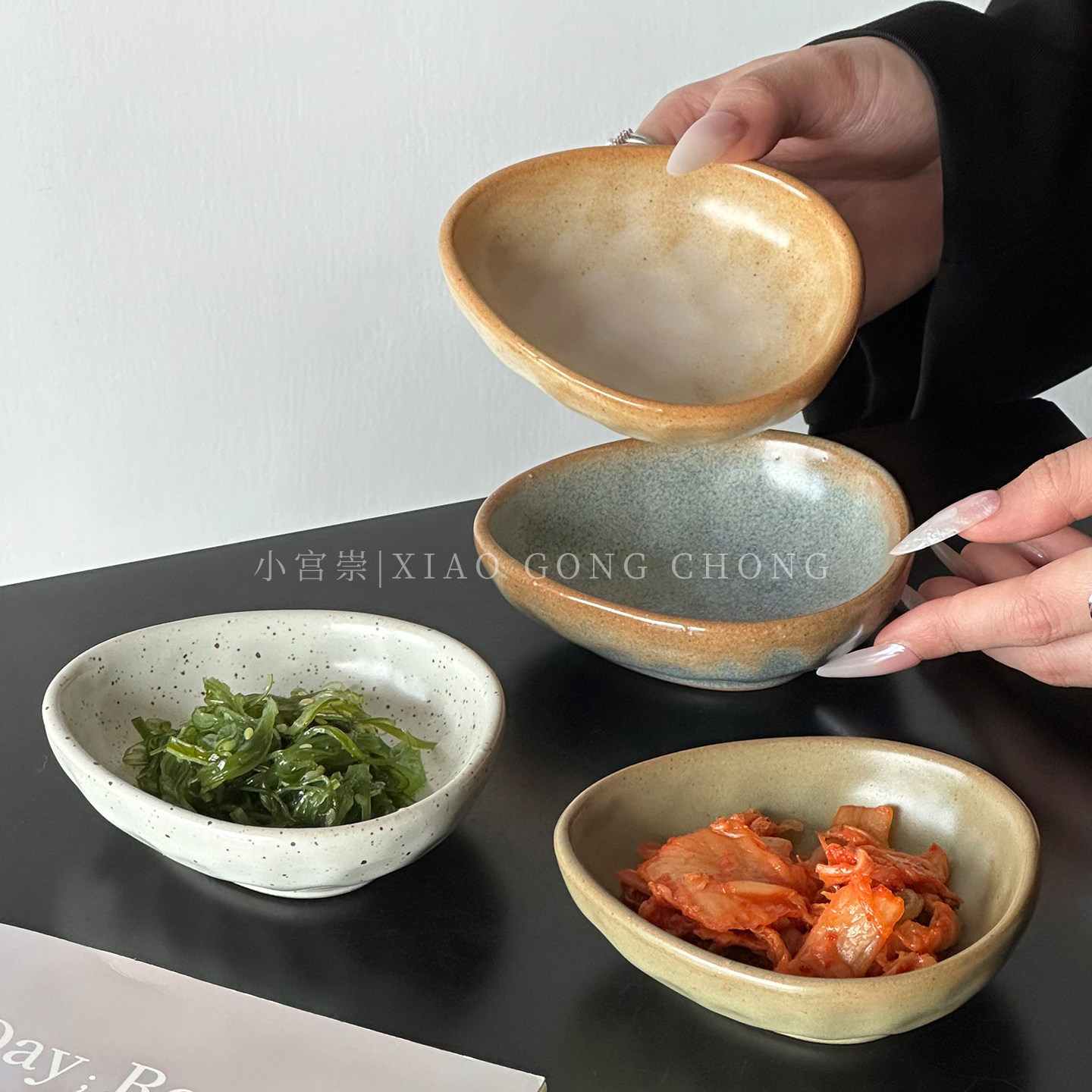 高颜值复古陶瓷蘸料碟小料碟子