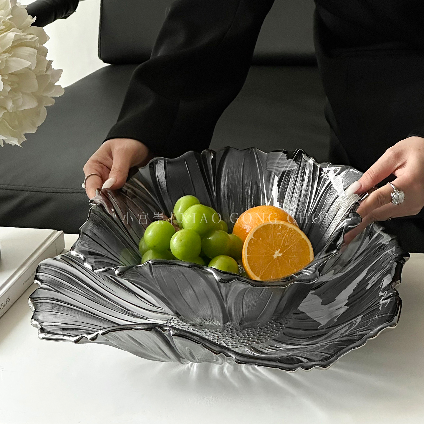 高级感新款水晶玻璃水果盘零食盘