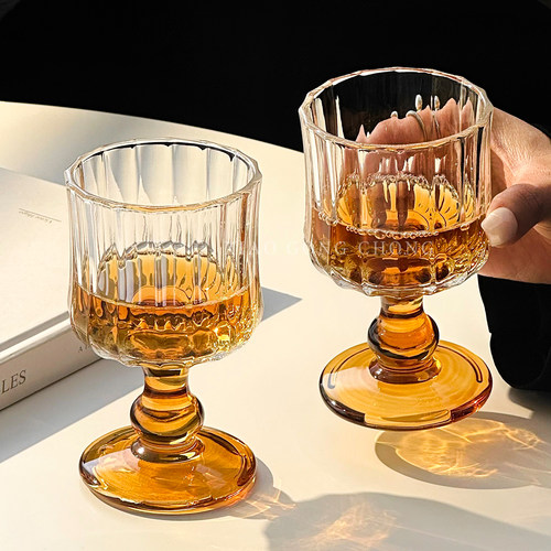 高颜值复古高脚香槟杯微醺红酒杯