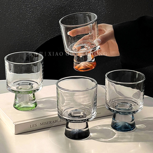 ins风创意观山杯高级感玻璃杯高脚冷饮杯咖啡杯甜筒杯酒杯喝水杯