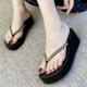 夏季 外穿时尚 防滑人字拖女厚底坡跟夹脚凉拖鞋 2025度假新款 沙滩鞋