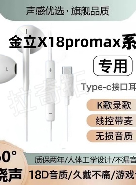 适用金立X18promax耳机有线入耳式typec接口带麦降噪游戏高音质