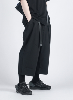 SILENSTORM宽松立体剪裁武士裤国潮机能战术西裤直筒阔腿七分裤男