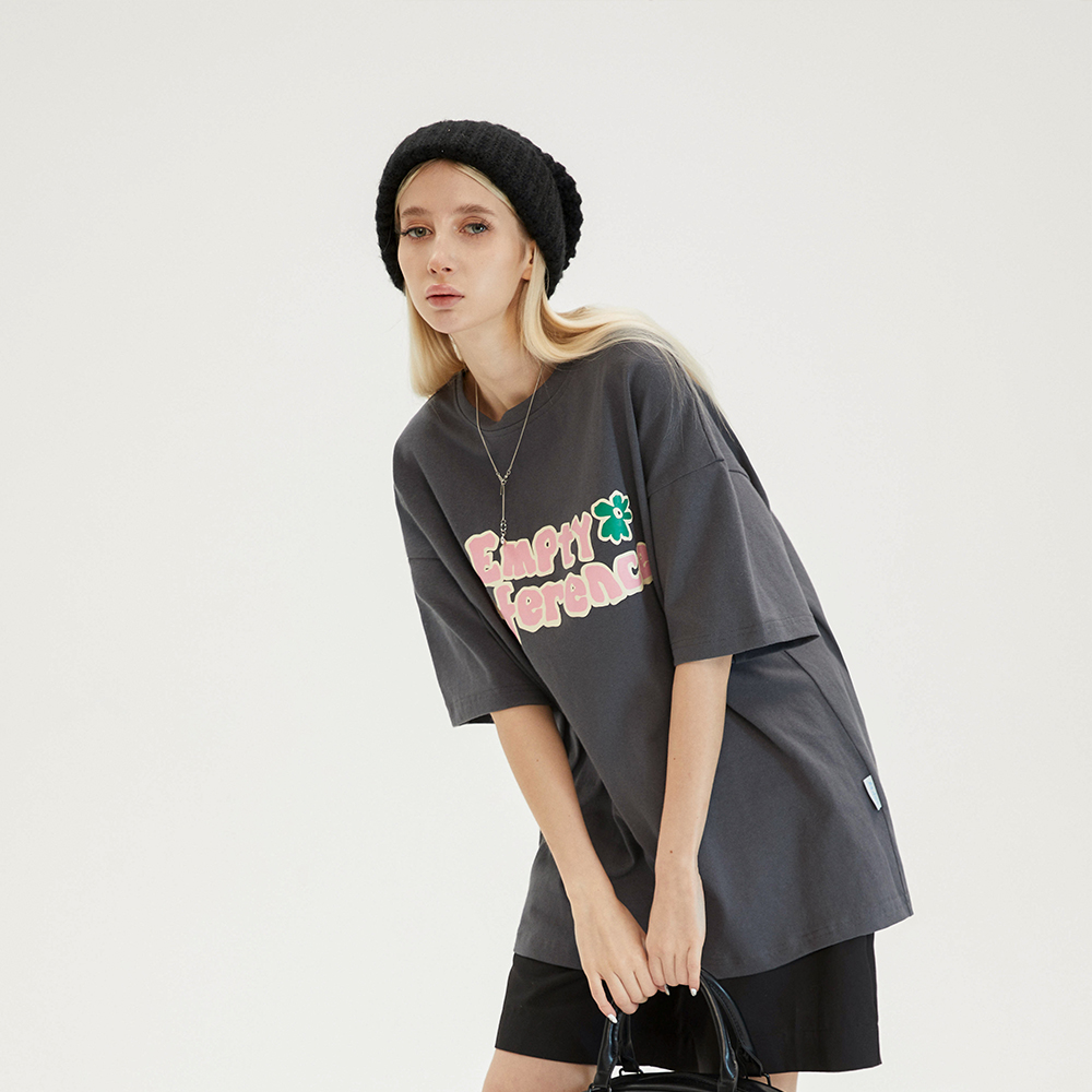 EMPTY REFERENCE 原创品牌LOGO印花圆领短袖T恤男女情侣休闲上衣