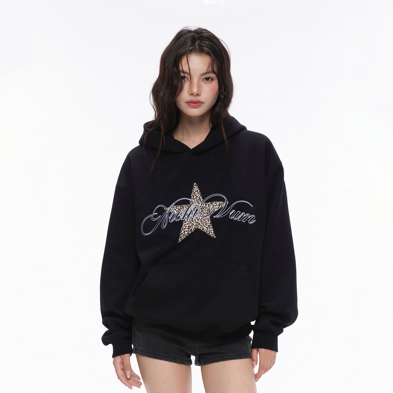 美式复古豹纹星星印花卫衣