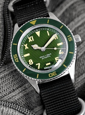 Undone Basecamp 复古夜光潜水男表时尚自动机械小盘真皮尼龙手表