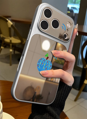 蓝色苹果适用苹果17promax手机壳iPhone16pro磁吸16plus镜面15女15plus防摔14promax情侣13Pro软壳14保护套