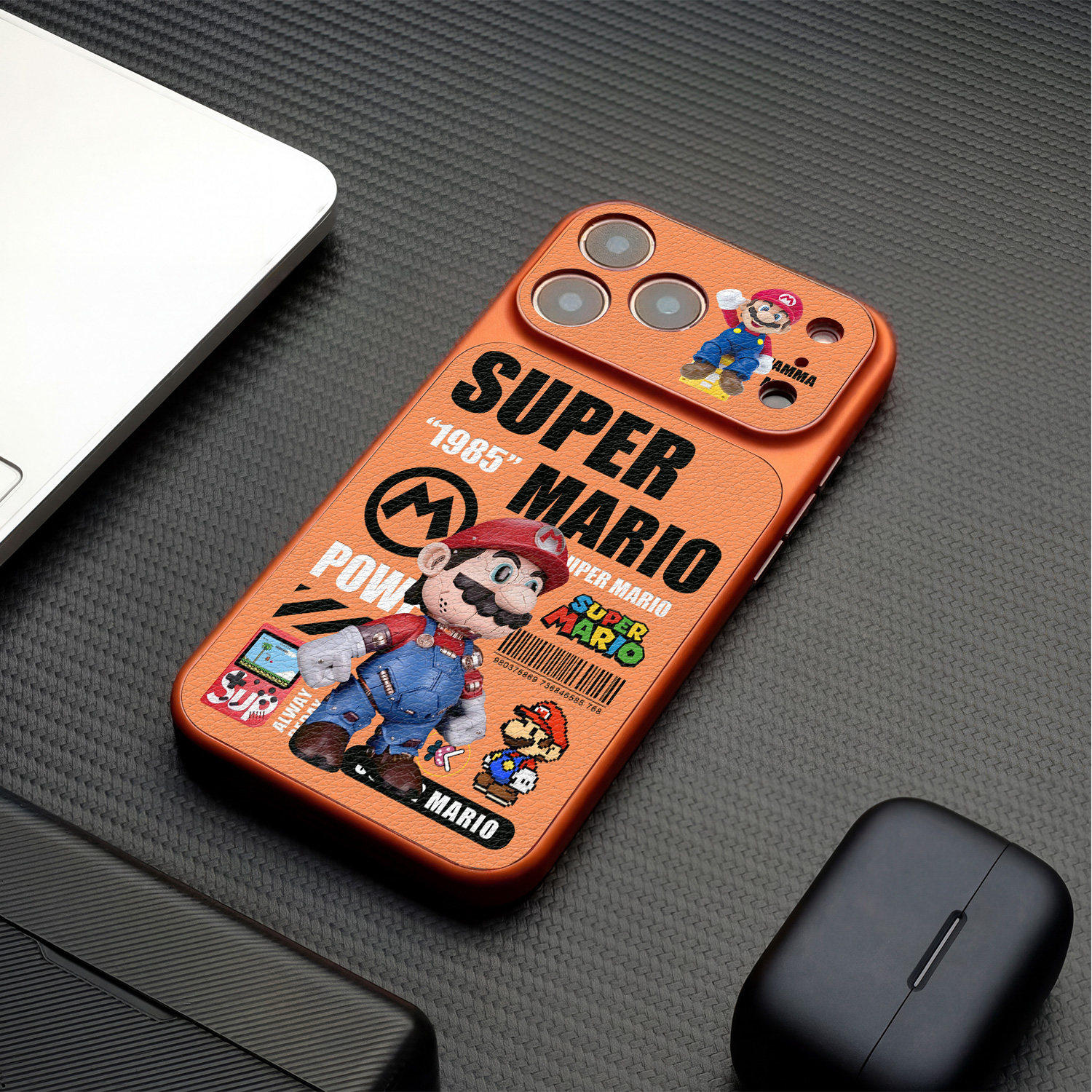 超级马里奥适用于iPhone17手机壳全包男款星宇橙高级感苹果16promax卡通15PM像素14/13pro个性皮质防摔手机壳