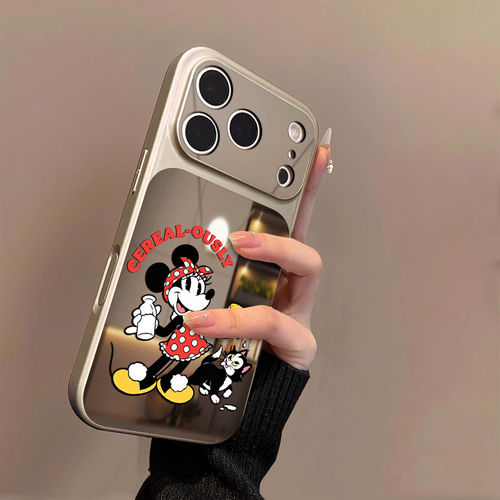 早餐米妮适用苹果17手机保护壳iphone17promax磁吸新款16pro镜面15不撞款14plus带镜子13超好看air女秒变17大