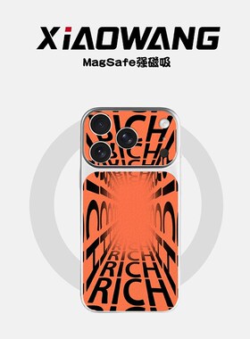 RICH视觉磁吸适用苹果17Promax手机壳创意简约ins日韩风橙色iPhone16plus小羊皮高级感15Pro防摔软外壳14套13
