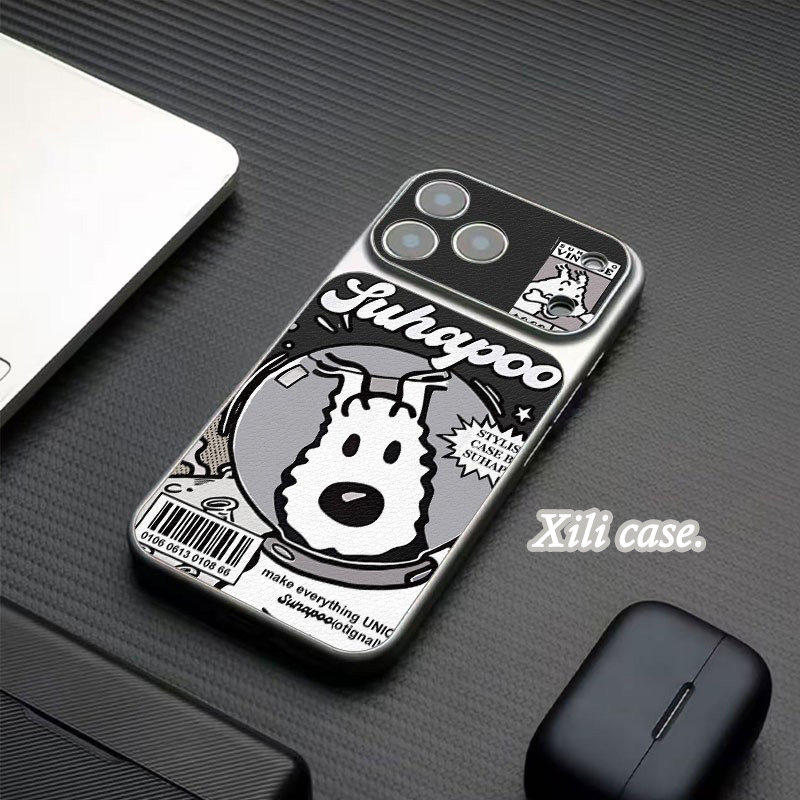 高级可爱宇航员小狗适用苹果17promax手机壳iPhone16pro新款15pro小众16卡通13女14皮纹大视窗17创意全包防摔